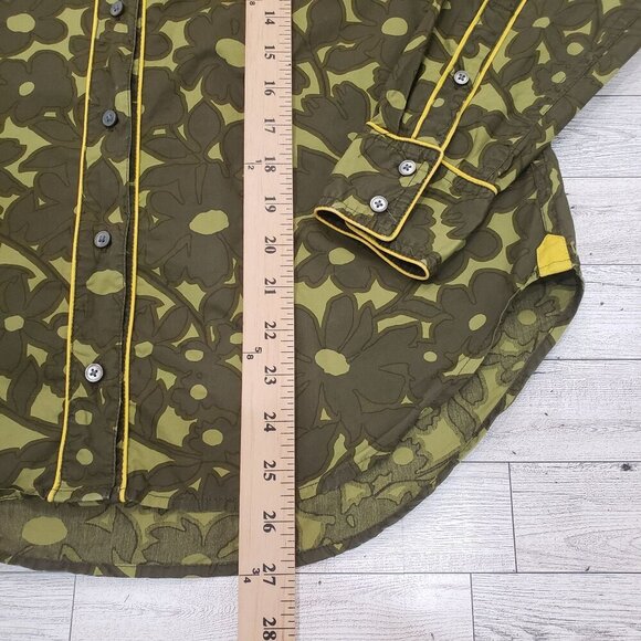 J.Crew Button Up Shirt Floral Camo Retro Country Western Cowgirl Green Womens XS - Picture 10 of 11